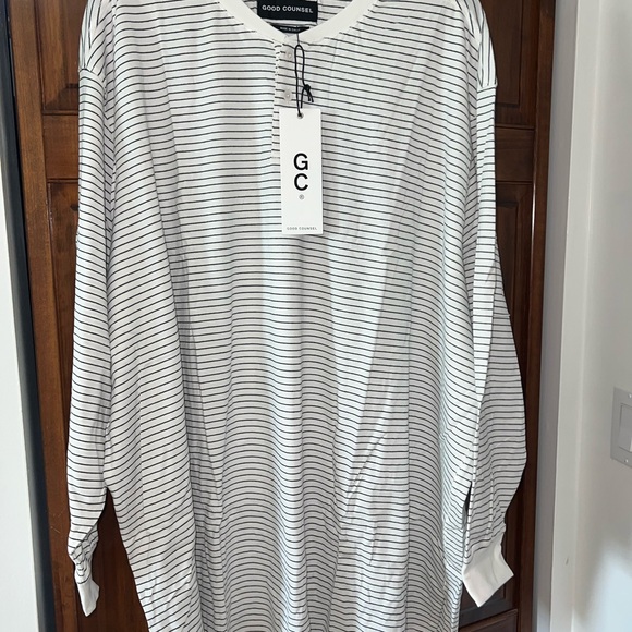 7XL Good Counsel Gray Striped Men's Henley Shirt - Picture 2 of 2